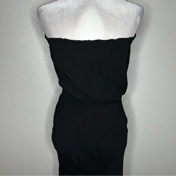 Young Fabulous & Broke Black Strapless Ruched Maxi Dress Front Slit Size M EUC - Picture 6 of 9